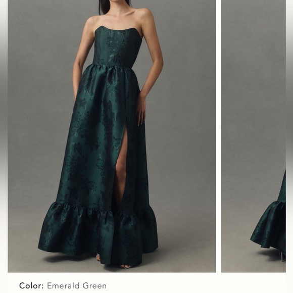 V. Chapman Dark Green Strapless Dress - Picture 4 of 5